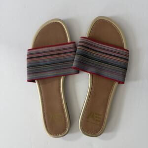 American Eagle Woman’s Slip On Sandals Size 7 Striped Multicolor Flip Flips